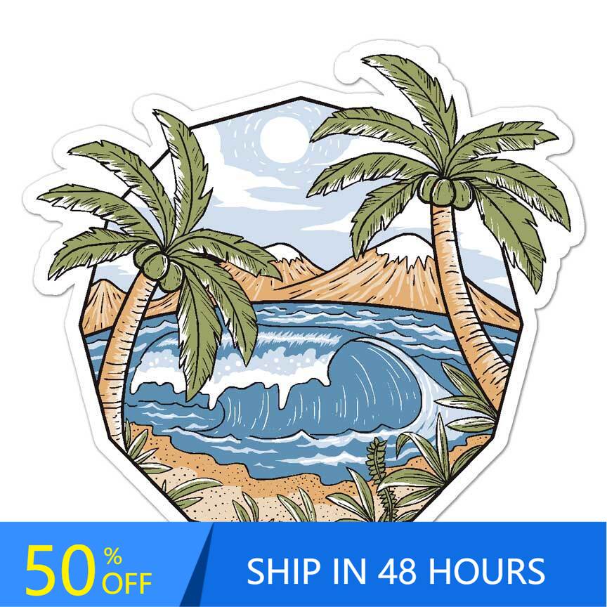 Laptop Unique Accessories - Palm Trees Beach Surf, 레트로 범퍼