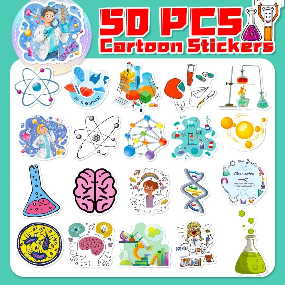50PCS 만화 과학 실험실 스티커 미적 DIY 장식  - Laptop Accessories Kids 리뷰 및 가격