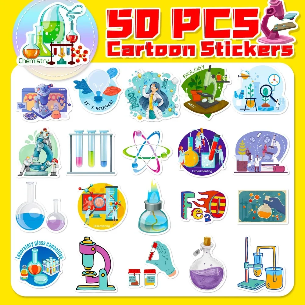 50PCS 만화 과학 실험실 스티커 미적 DIY 장식  - Laptop Accessories Kids 리뷰 및 가격