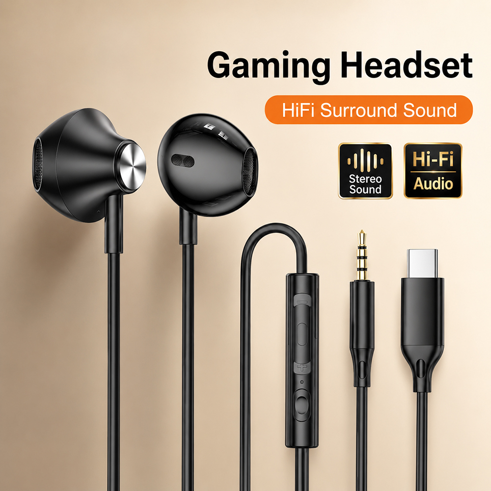 HiFi 서라운드 헤드폰 iPhone 용 베이스 스테레 - Laptop Accessories Headphones 리뷰 및 가격
